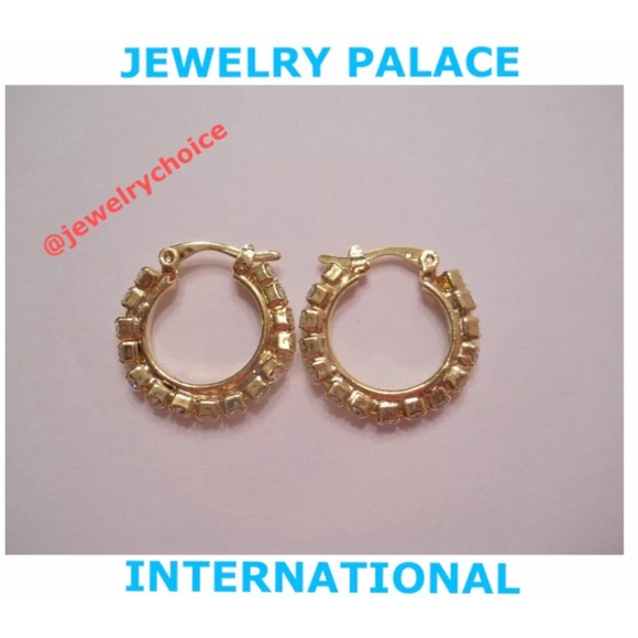 🆕14K Gold Filled 15MM Tiny Cubic Zirconia Hoop Earrings. - Picture 5 of 8